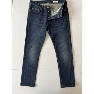 All Saints Rex Jeans Men 31x28 Blue Straight Skinny Stretch Rock Band